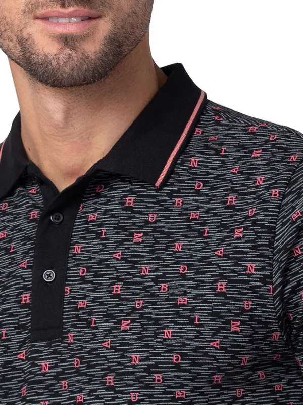 Being Human Regular Fit Men Polo Neck T-Shirts-Black